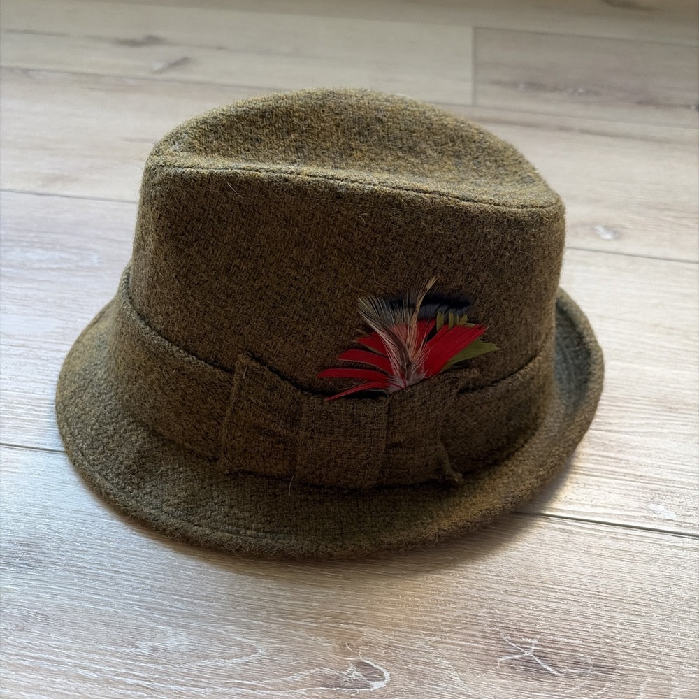 Vintage 60s? Dunlap Union Made Brown Tweed Fedora Hat 7 1/8